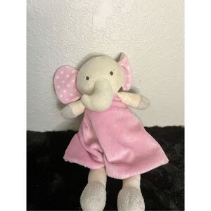 Sumersault Security Buddies ELEPHANT Cream Plush Pink w/White Dots Dress Ears